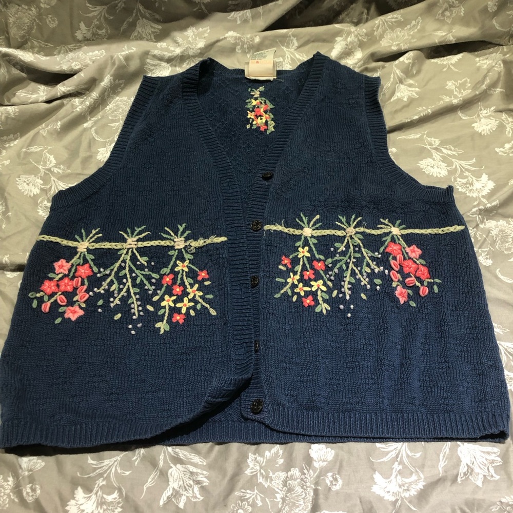 Northern Reflections Vintage Drying Flowers Sweater Vest XL